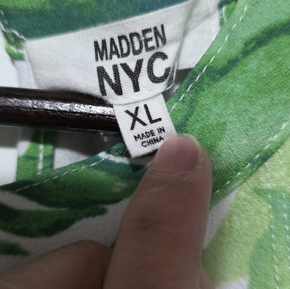 Madden NYC Romper Fit & Flare Green Tropical Leaf Cut Out Halter Boho Summer - Picture 12 of 16
